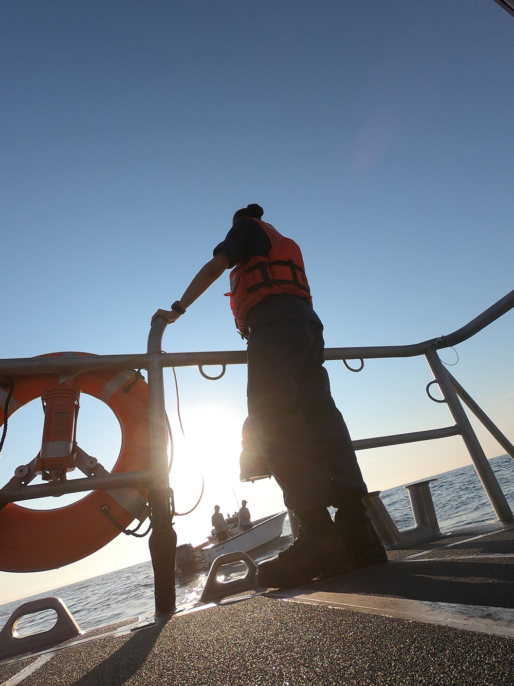 US Coast Guard checking fishing permits off Block Island.