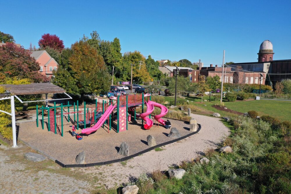 Playground at Riverside Park. Image courtesy of Woonasquatucket River Watershed Council.