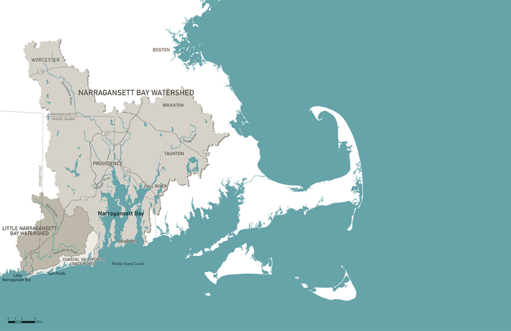 Narragansett Bay watershed map study area.